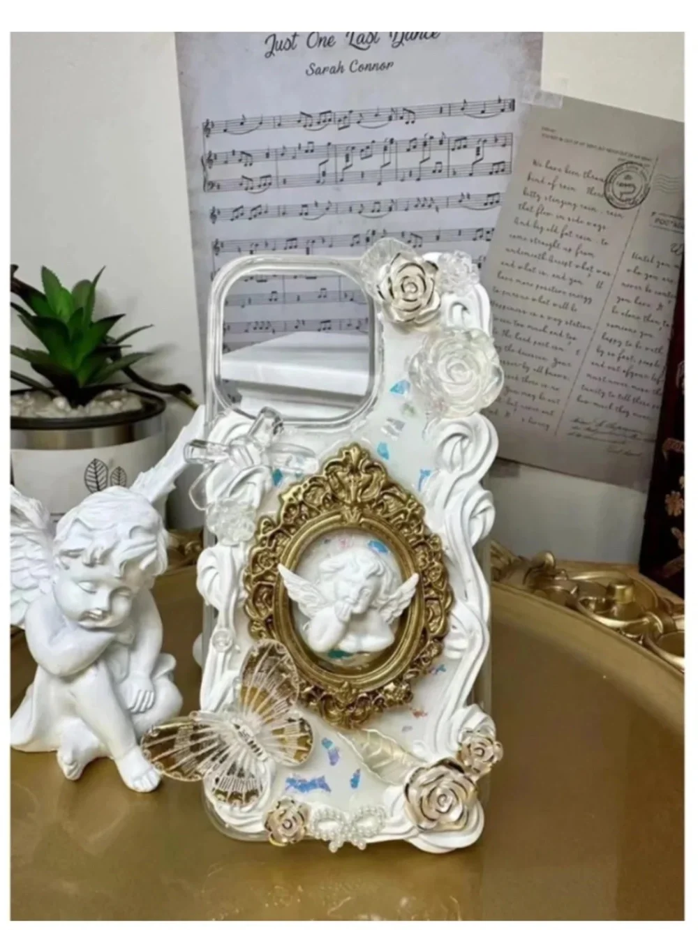 iPhone 13pro Baroque angel Phone Case, Handmade case
